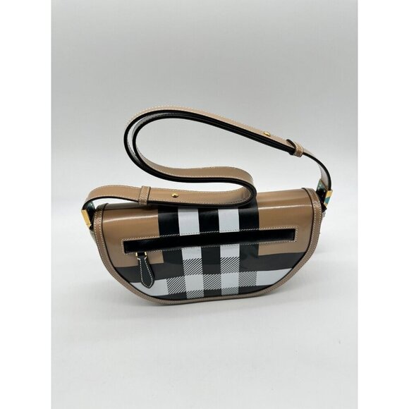 BURBERRY Check patent Olympia shoulder bag - Beige/Camel - Picture 9 of 15